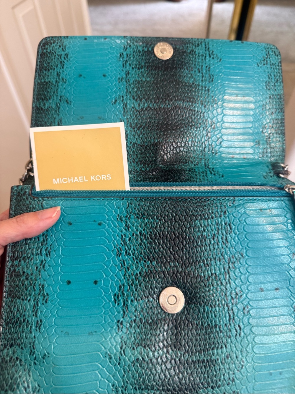 Michael kors teal leather crossbody bag - Picture 3 of 7